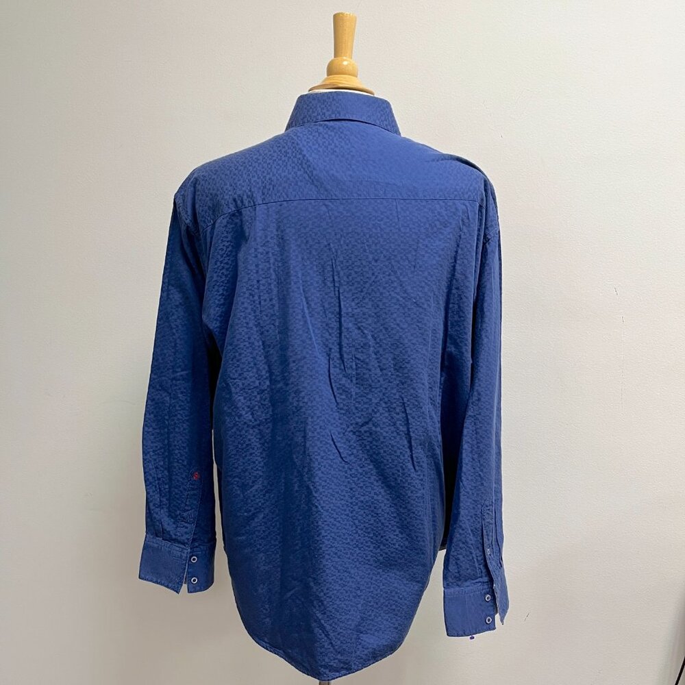 Robert Graham Blue Solid Textured Embroidered Cot… - image 3